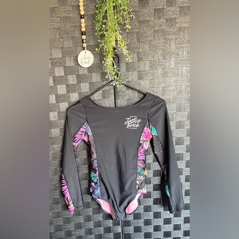 Girls Justice Long Sleeve Swimsuit Size L 12/14